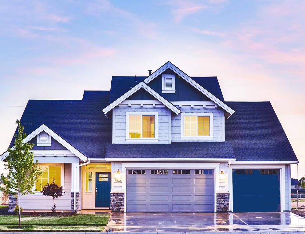 house at dusk